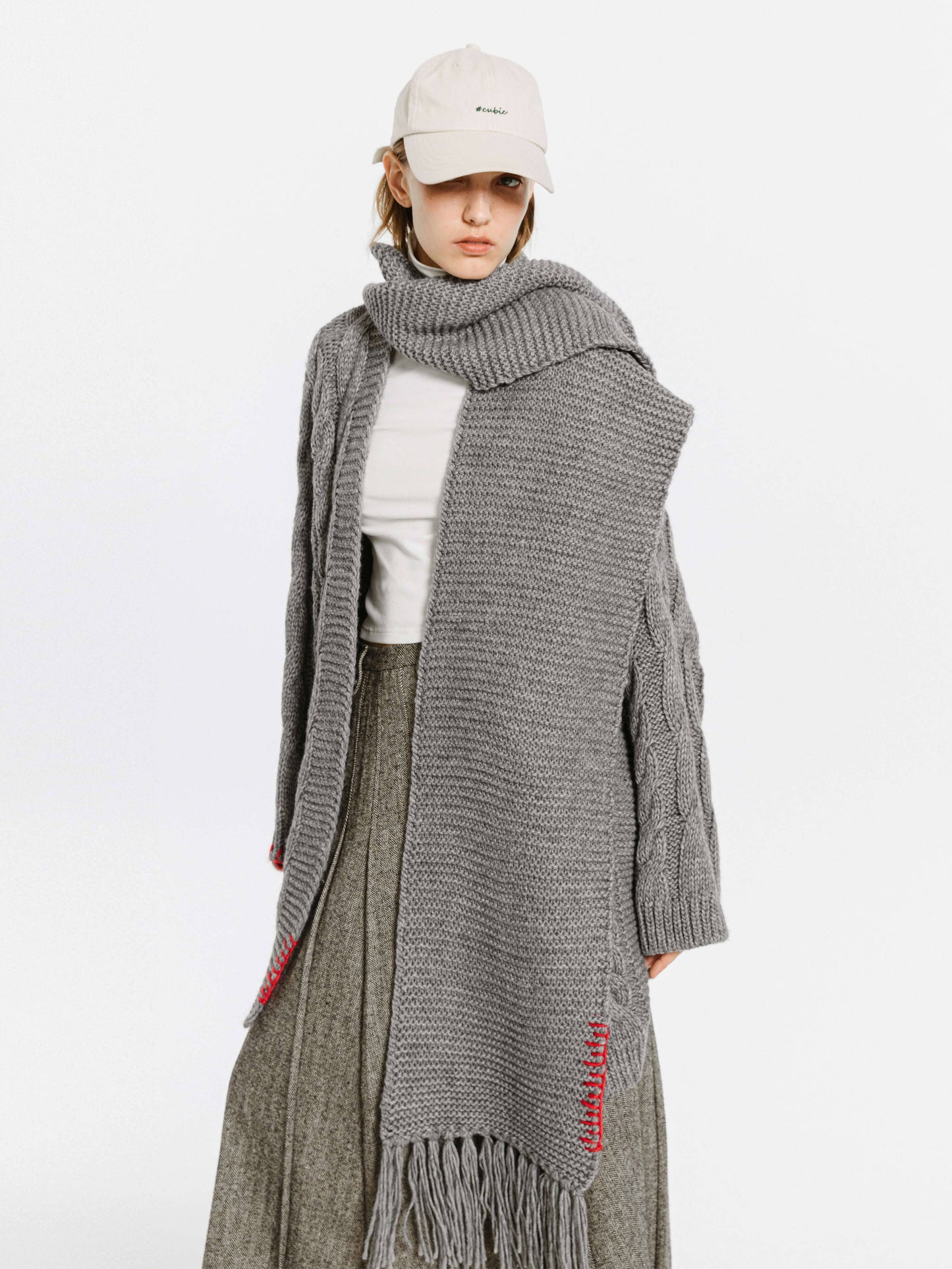 Wool Blend Fringed Scarf