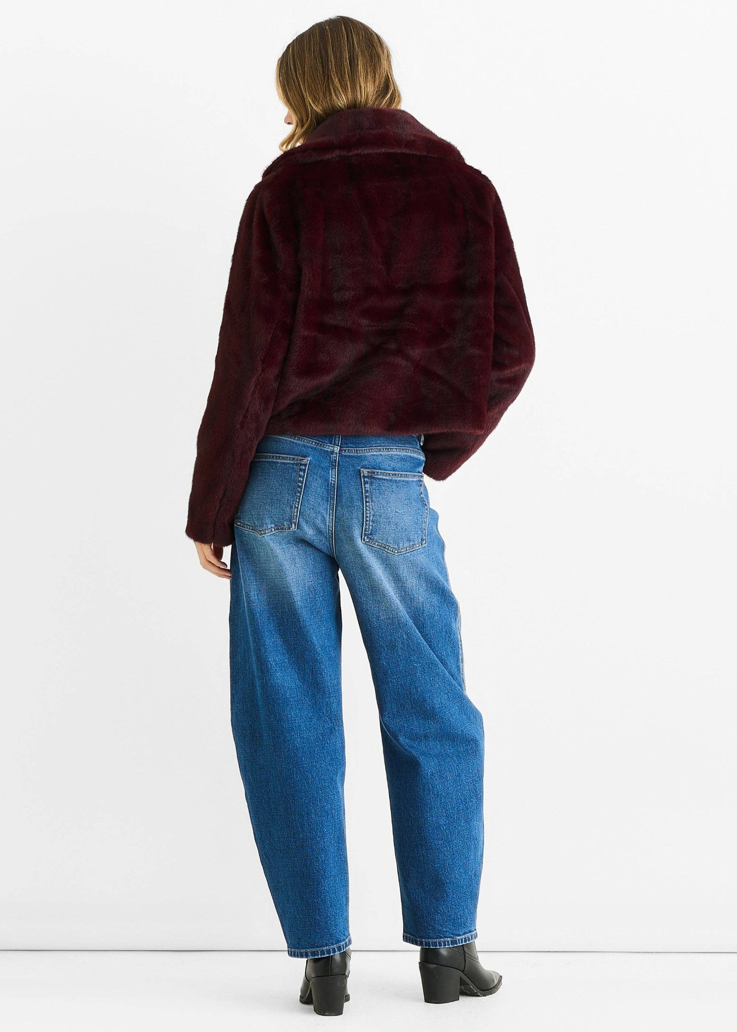 Athena Burgundy Faux Fur Jacket