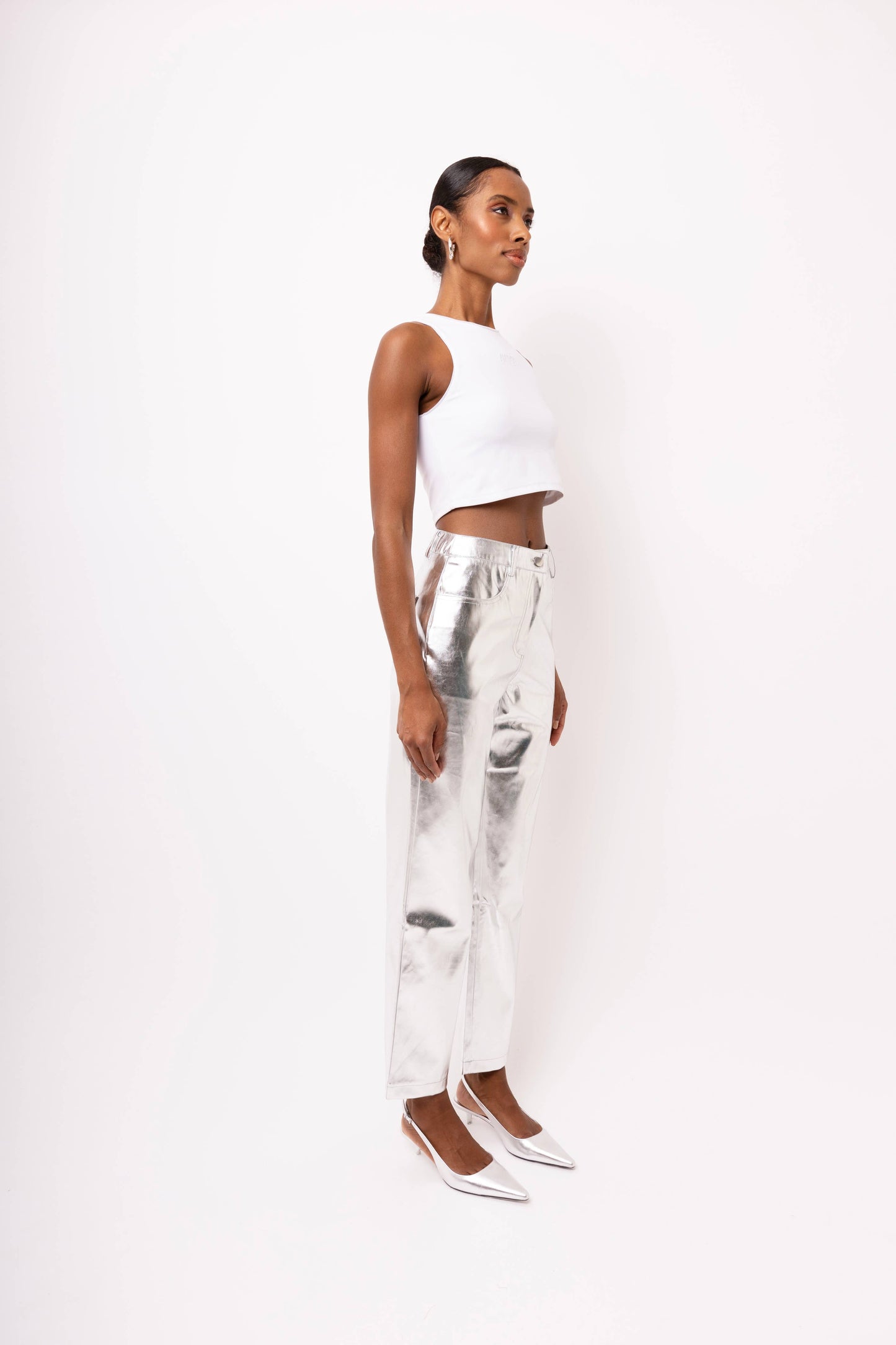 Lupe Metallic Silver Trousers