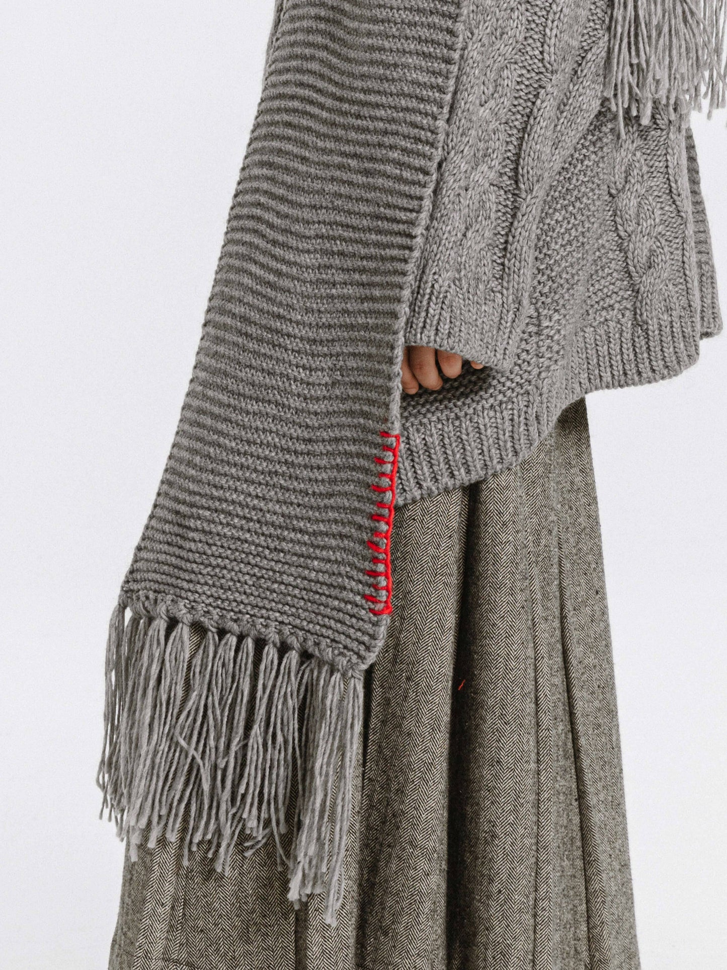Wool Blend Fringed Scarf