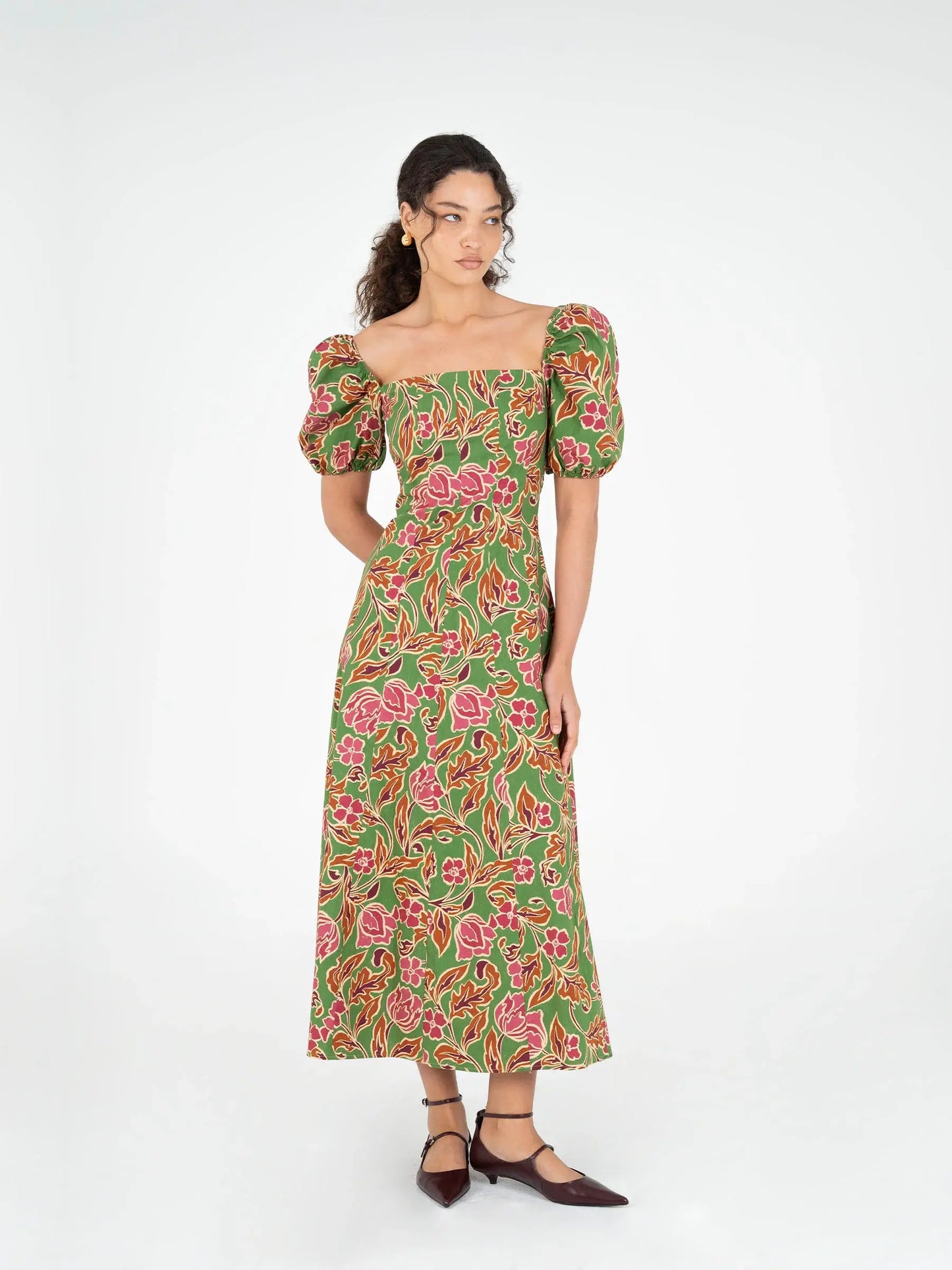 Orion Green Floral Print Dress