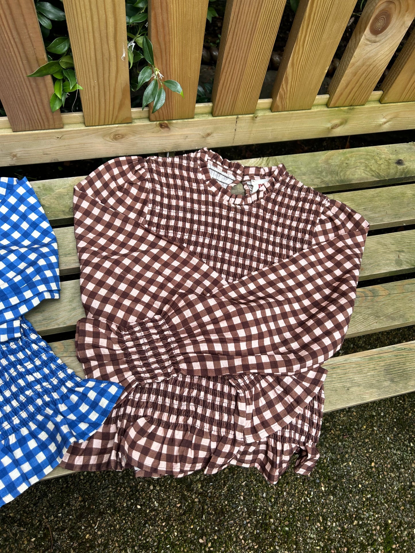 Chia Brown Shirred Blouse