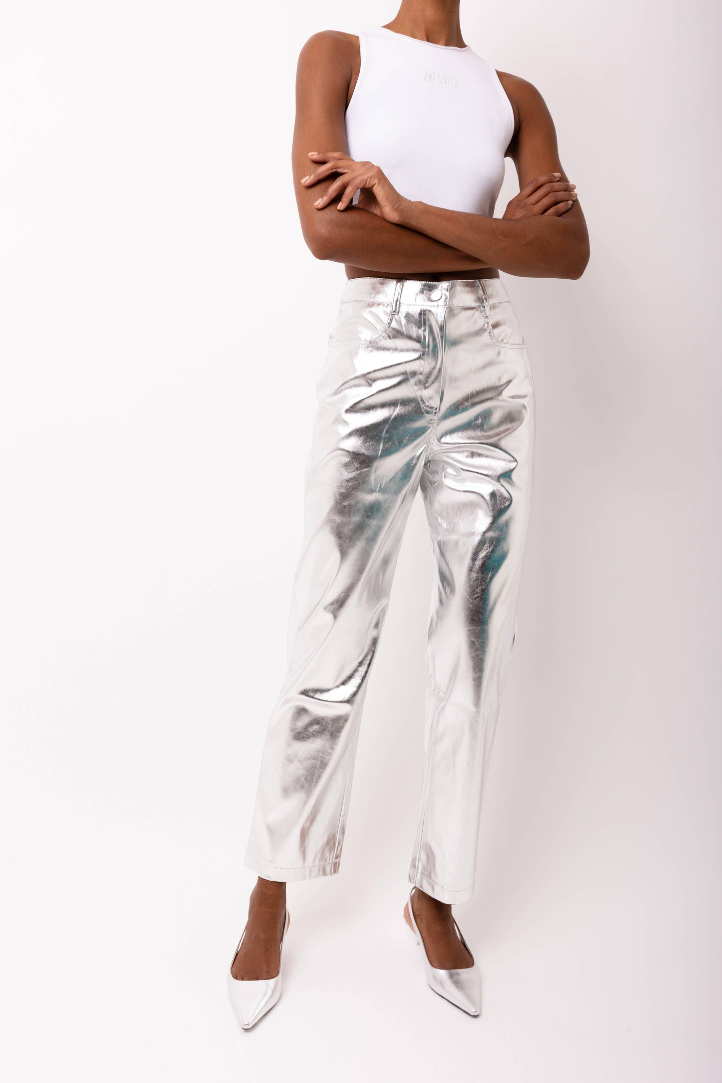 Lupe Metallic Silver Trousers