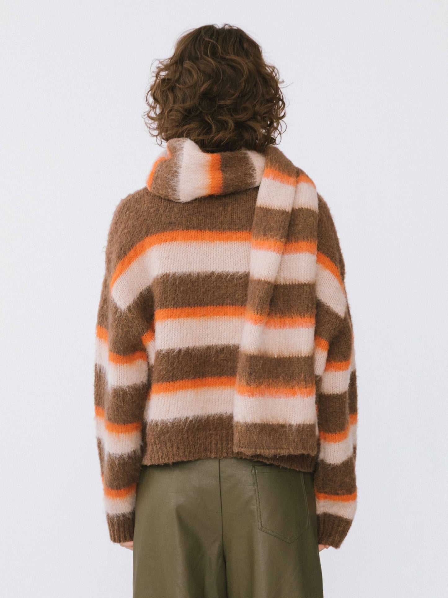 Wool Knit Cardigan With Scarf