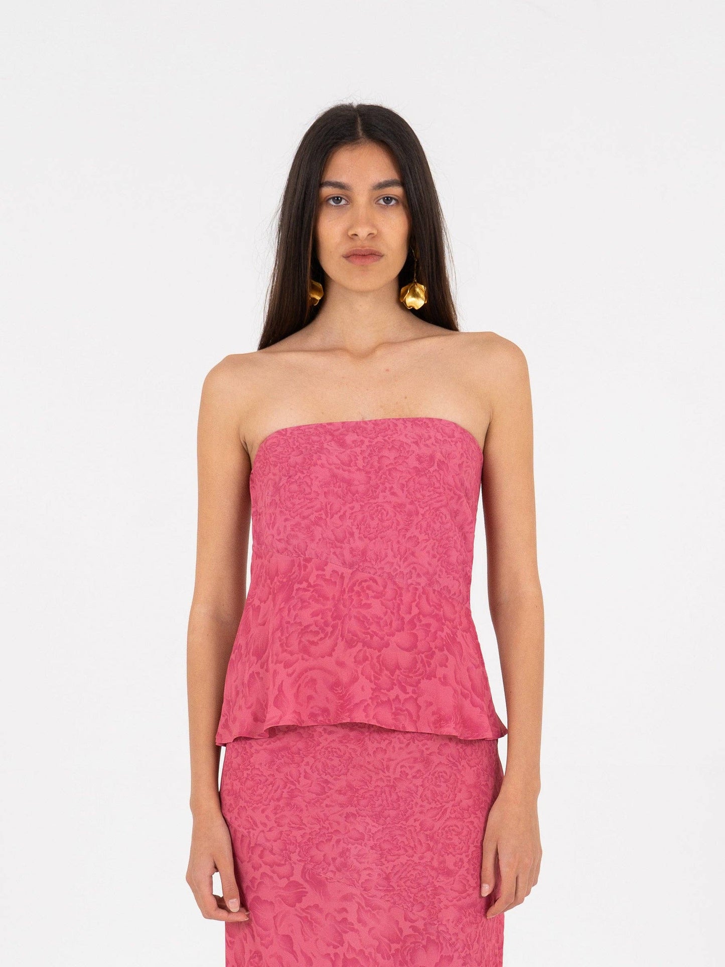 Peony Pink Strapless Top