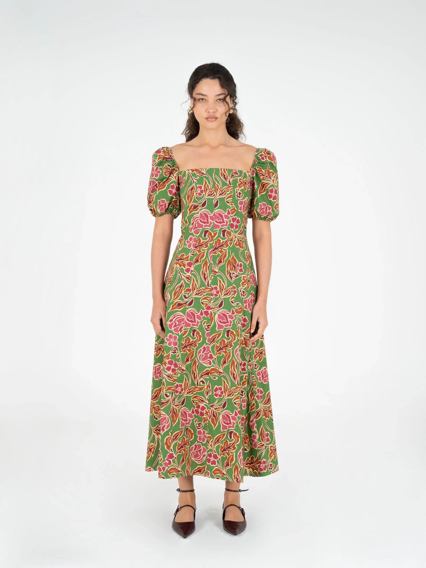 Orion Green Floral Print Dress