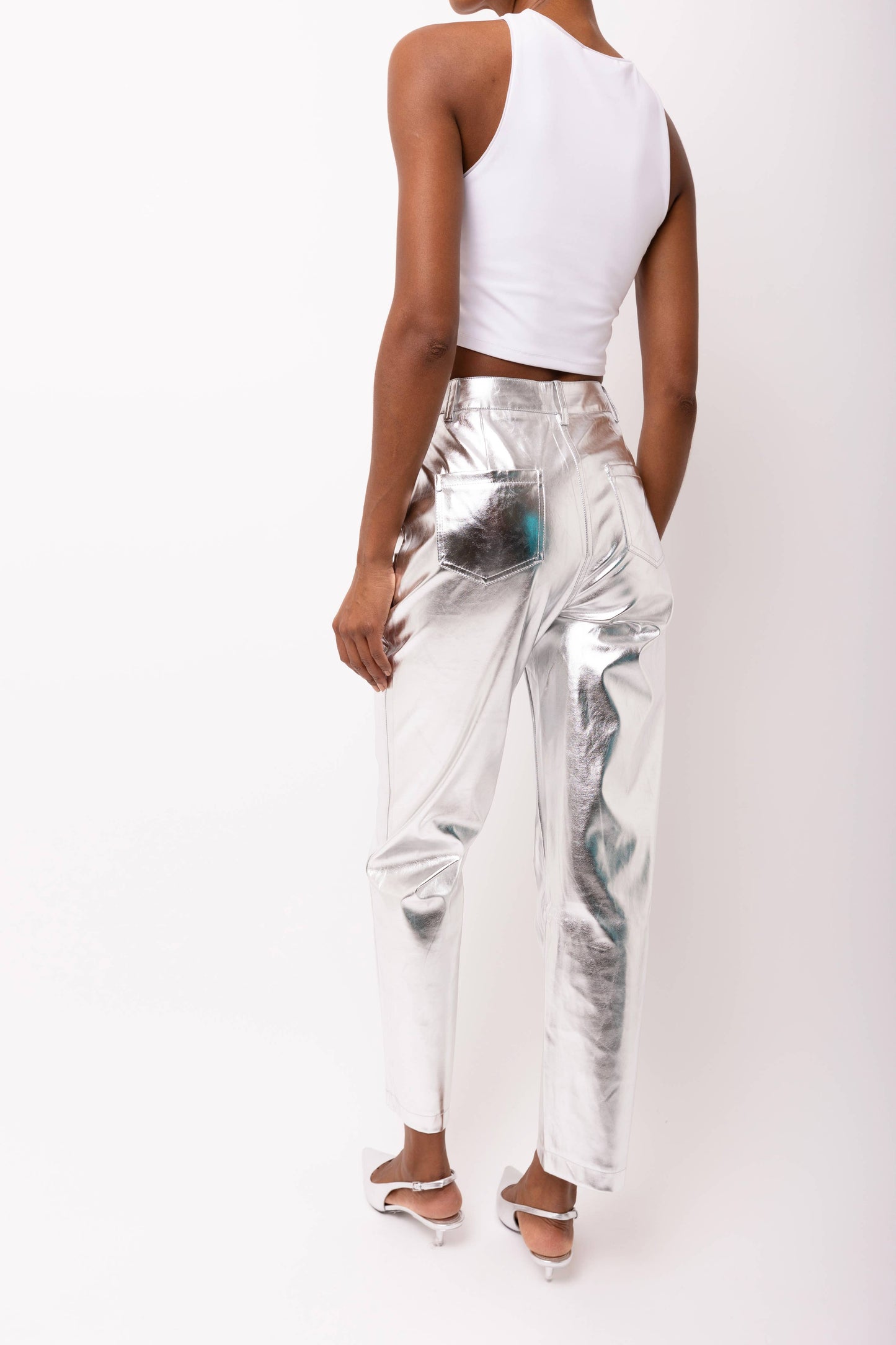 Lupe Metallic Silver Trousers