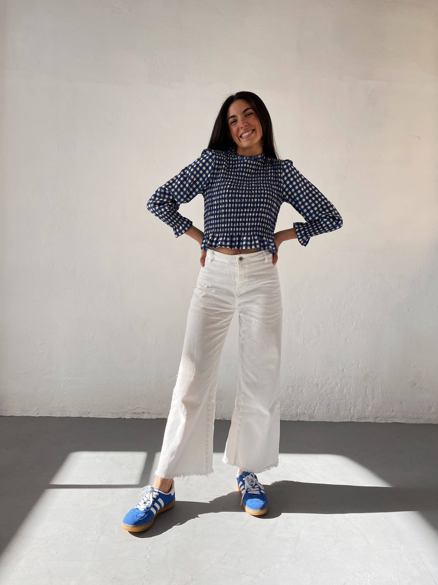 Chia Blue Shirred Blouse
