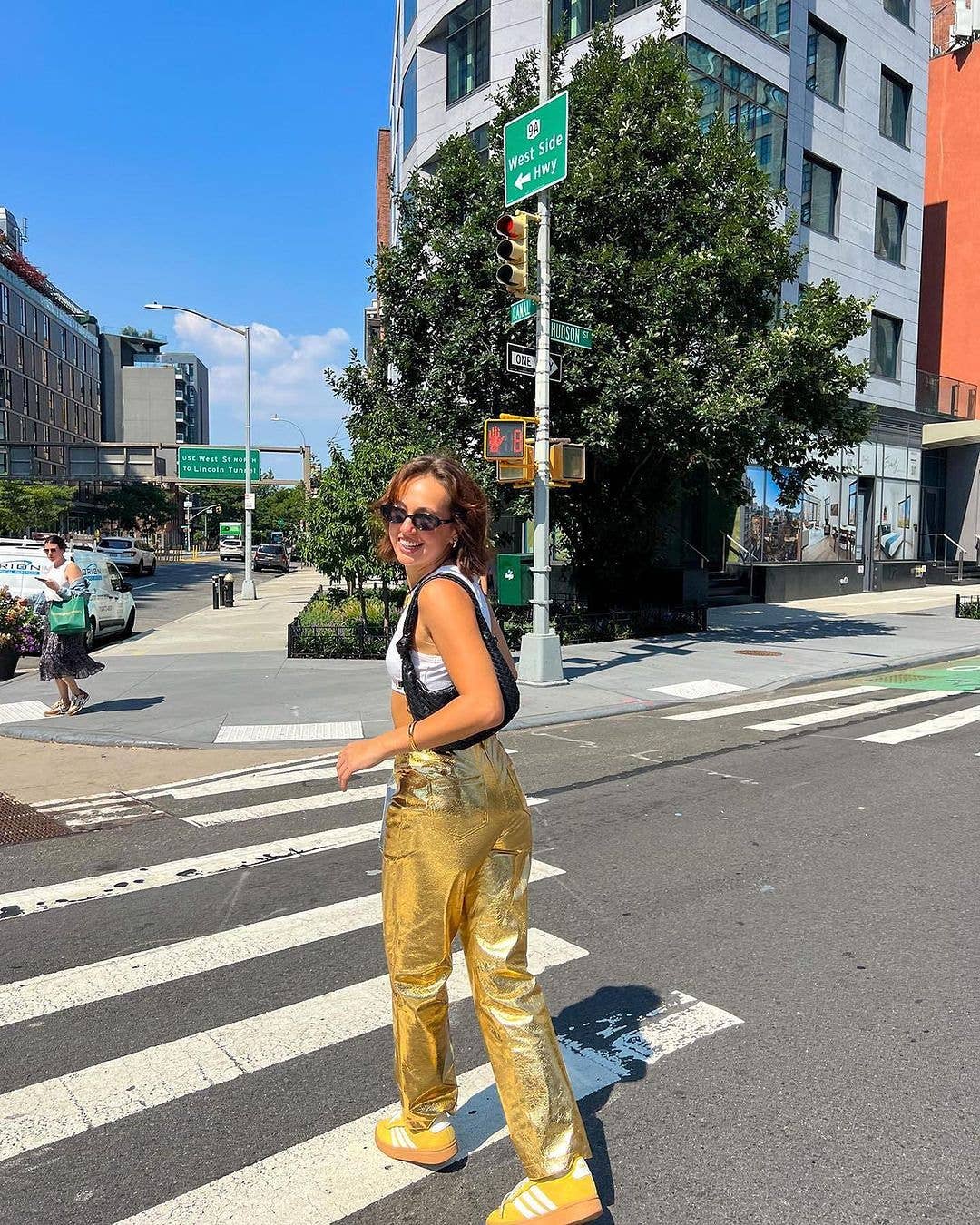 Lupe Gold Metallic Textured Trousers