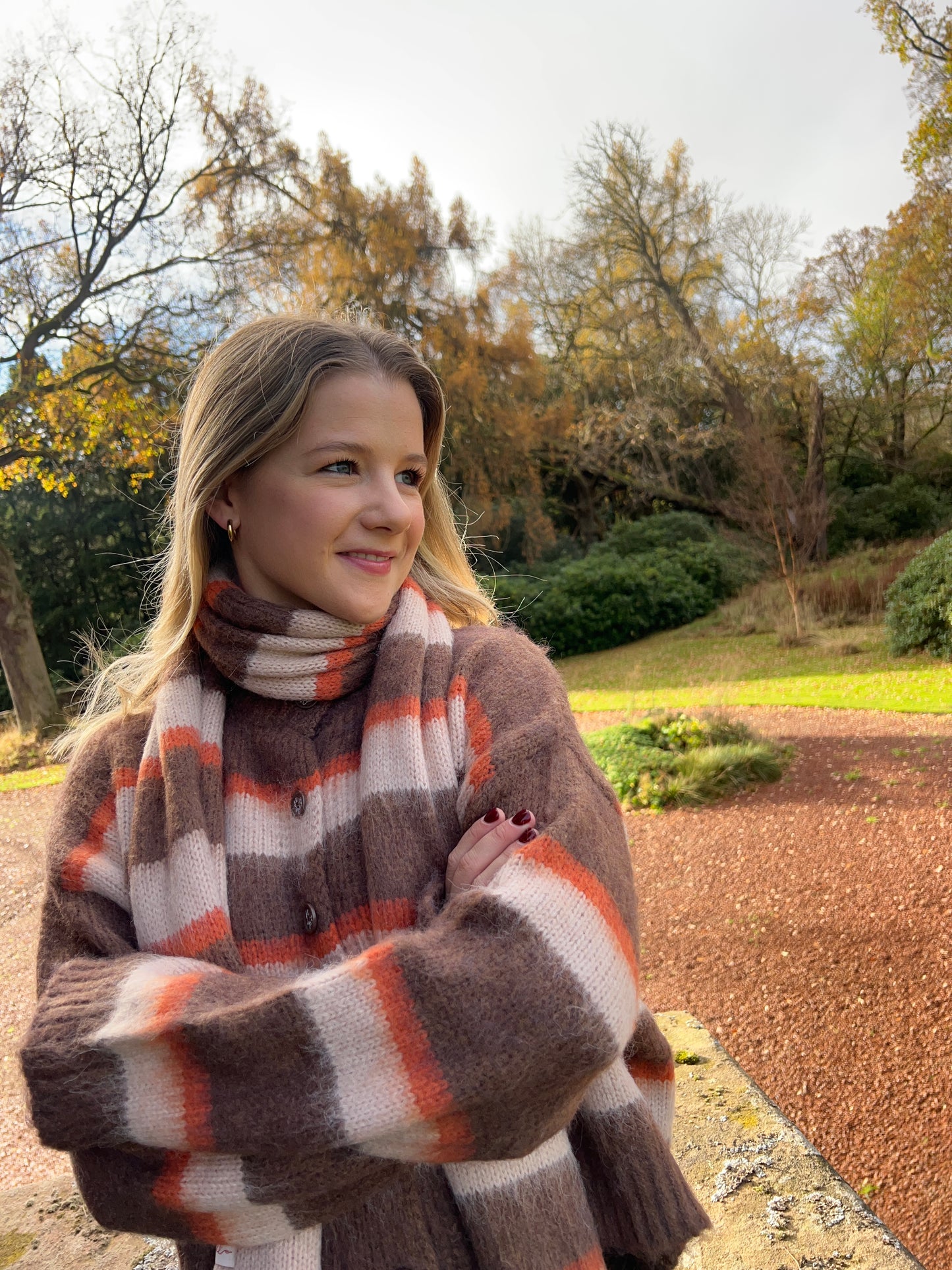 Wool Knit Cardigan With Scarf