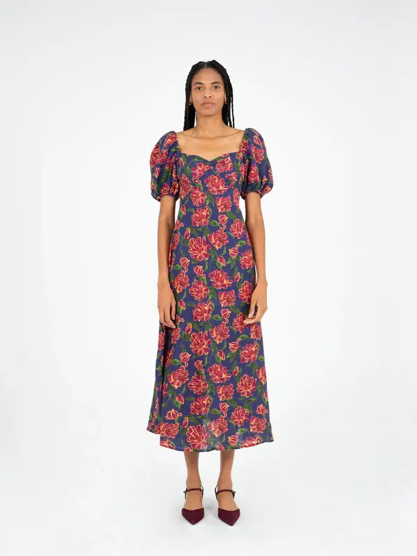 Arcania Blue Floral Print Dress