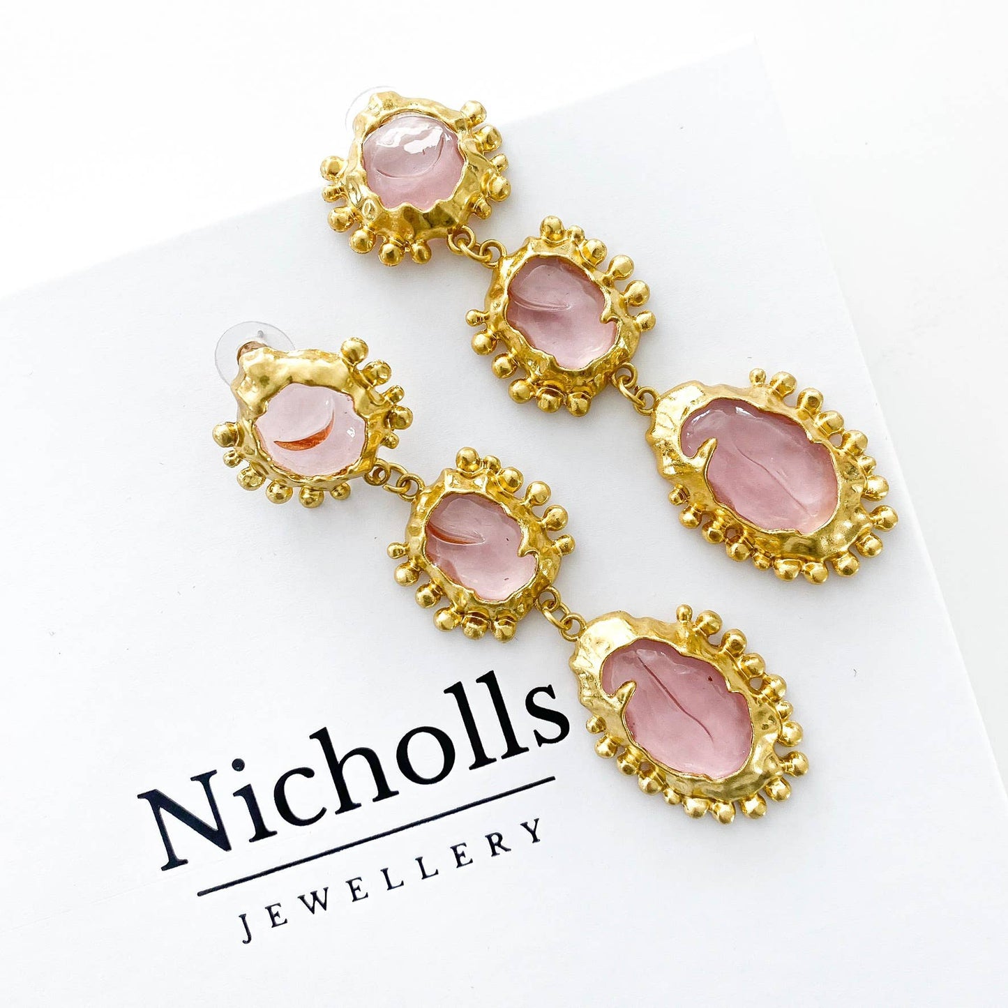 Pink Gemstone Earrings