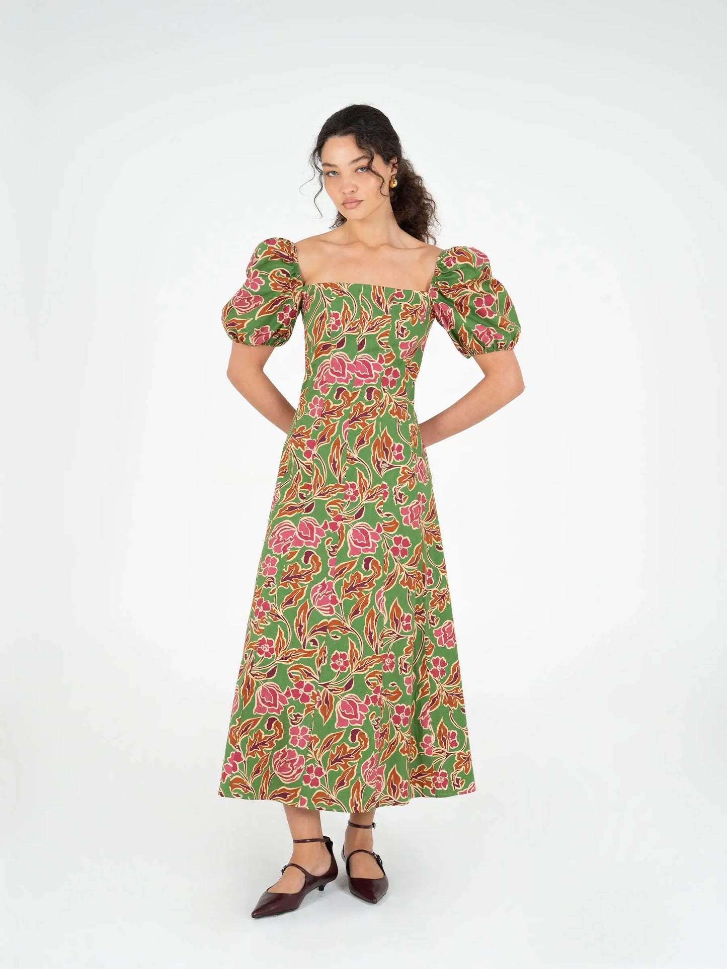Orion Green Floral Print Dress