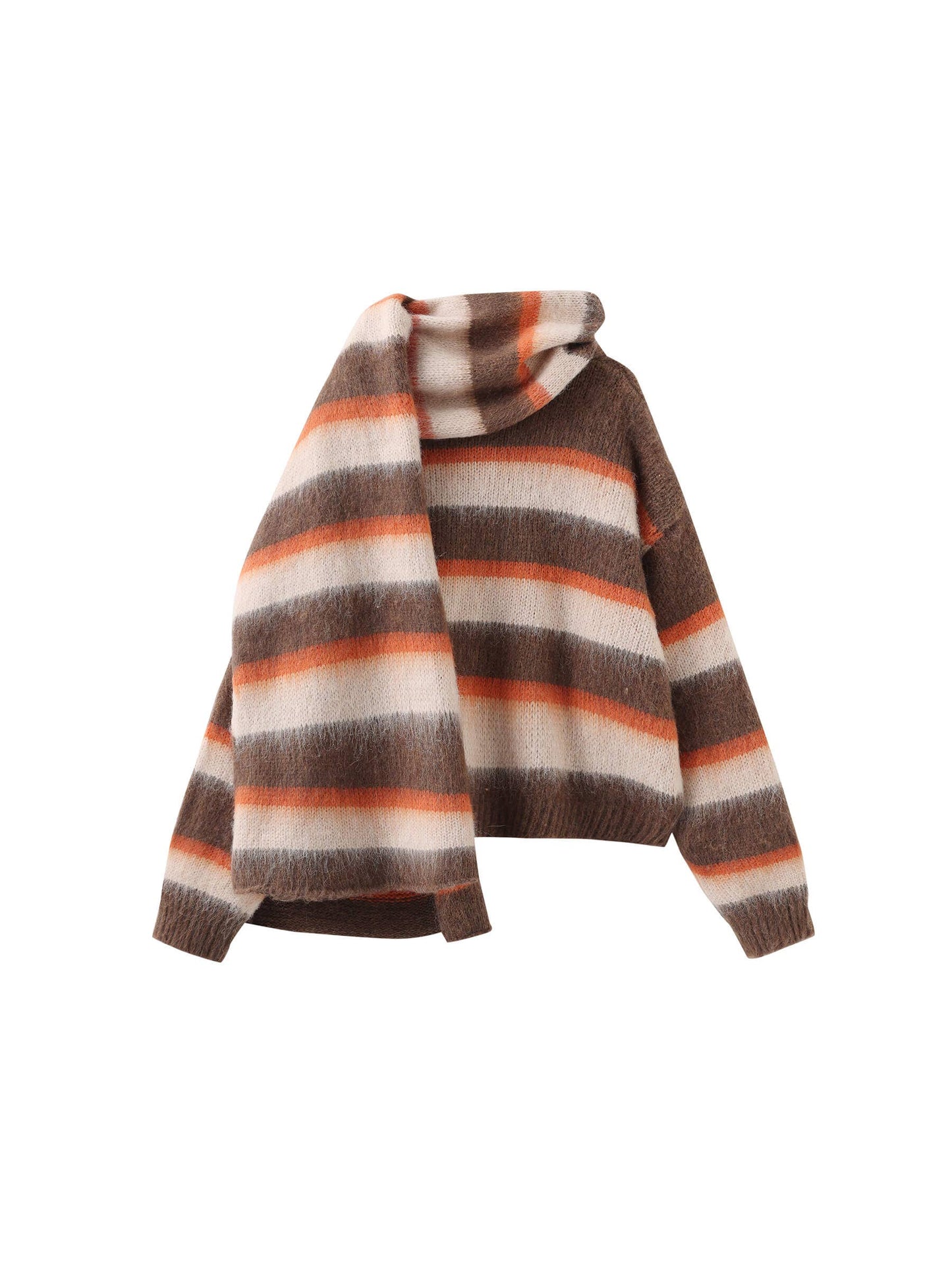 Wool Knit Cardigan With Scarf