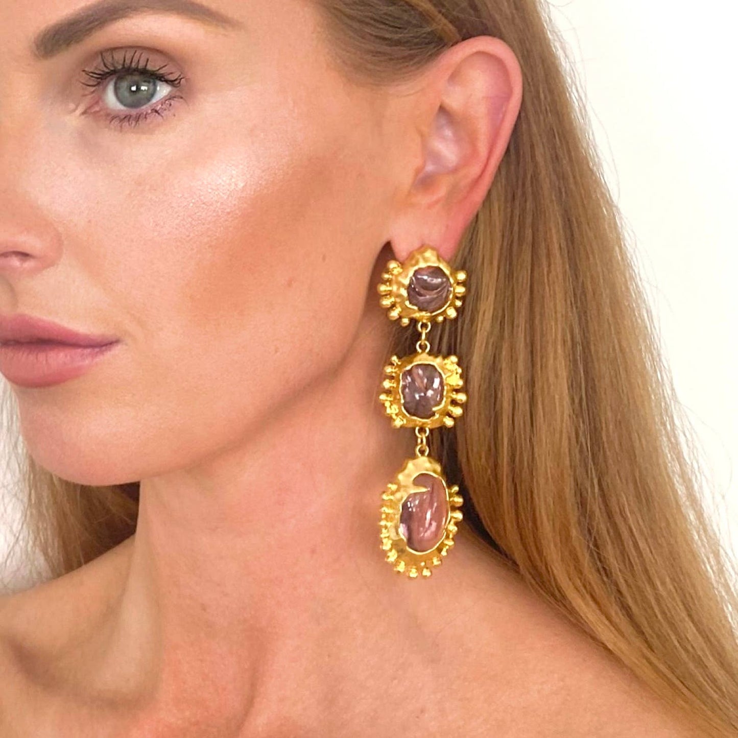 Pink Gemstone Earrings