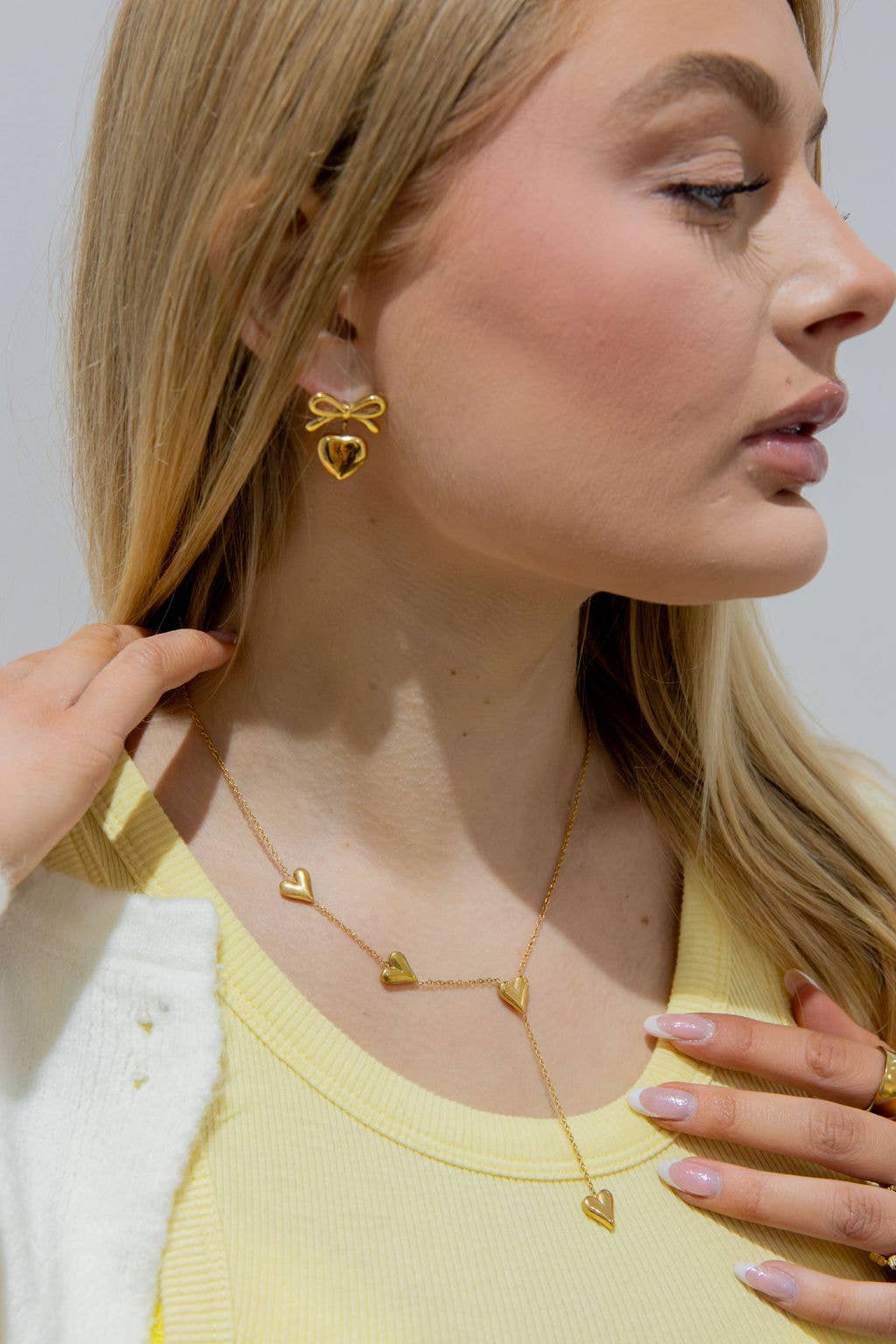 Isla Gold Bow and Heart Earrings