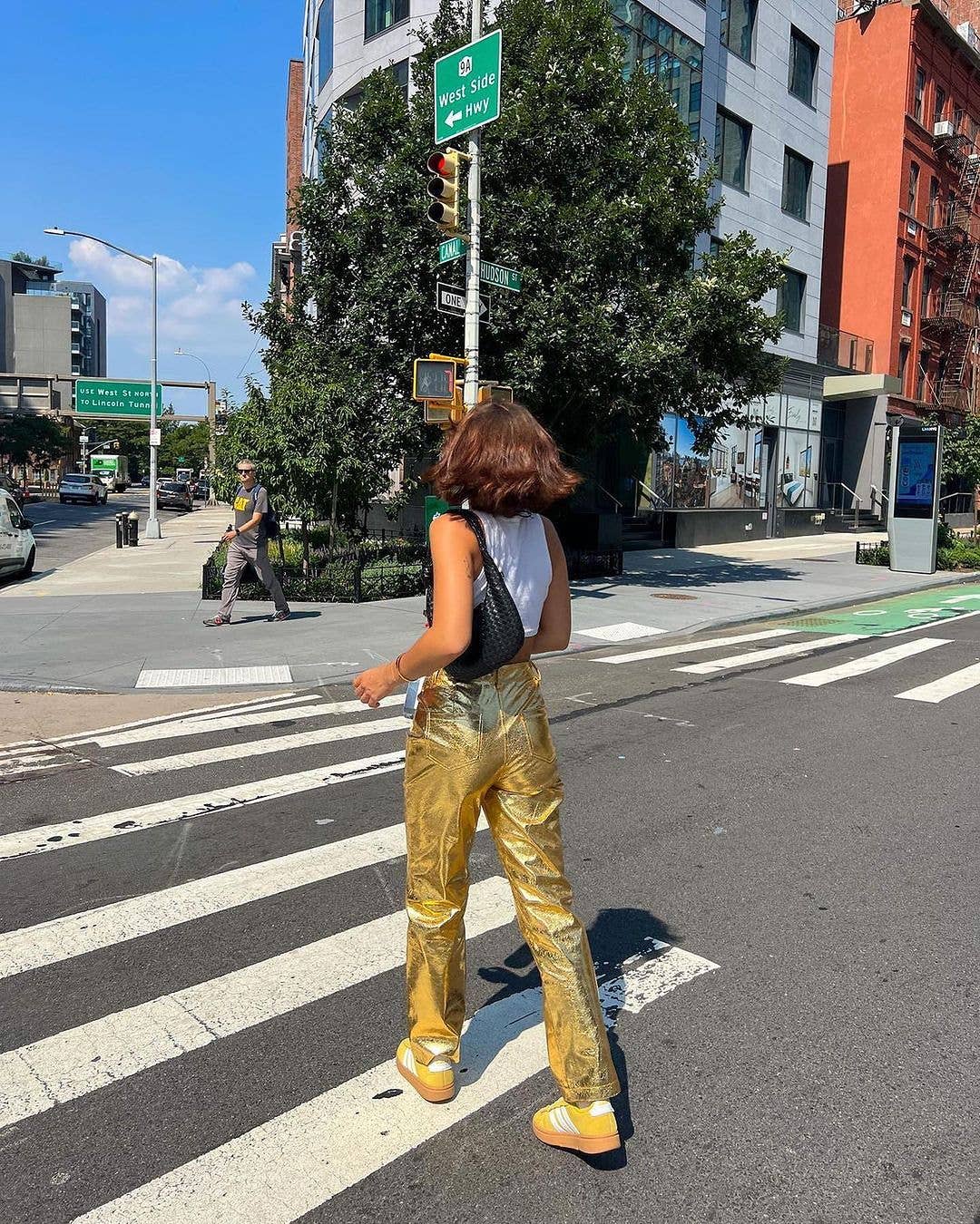 Lupe Gold Metallic Textured Trousers