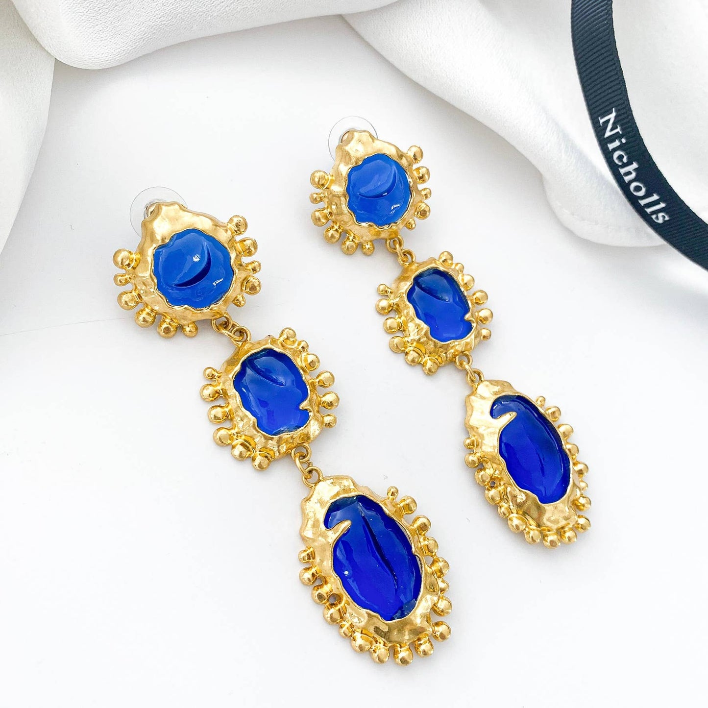 Blue Gemstone Statement Earrings