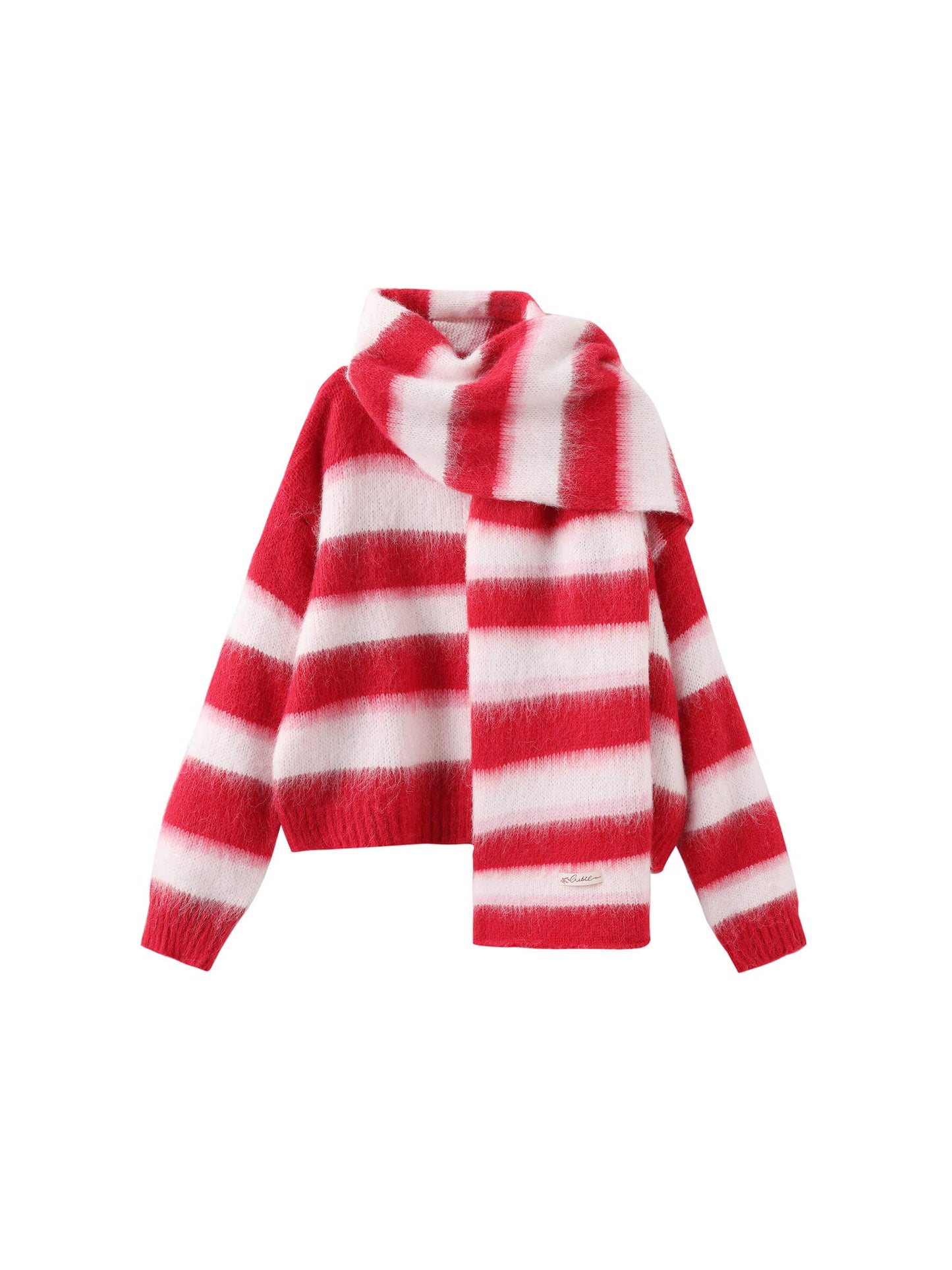 Wool Knit Cardigan With Scarf