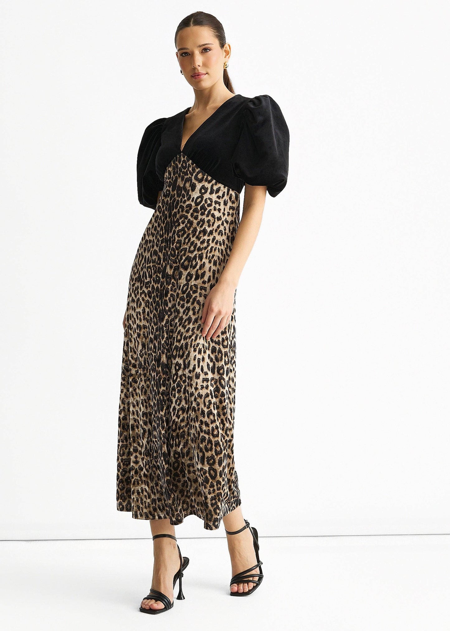 Ophelia Leopard Velvet Midaxi Dress