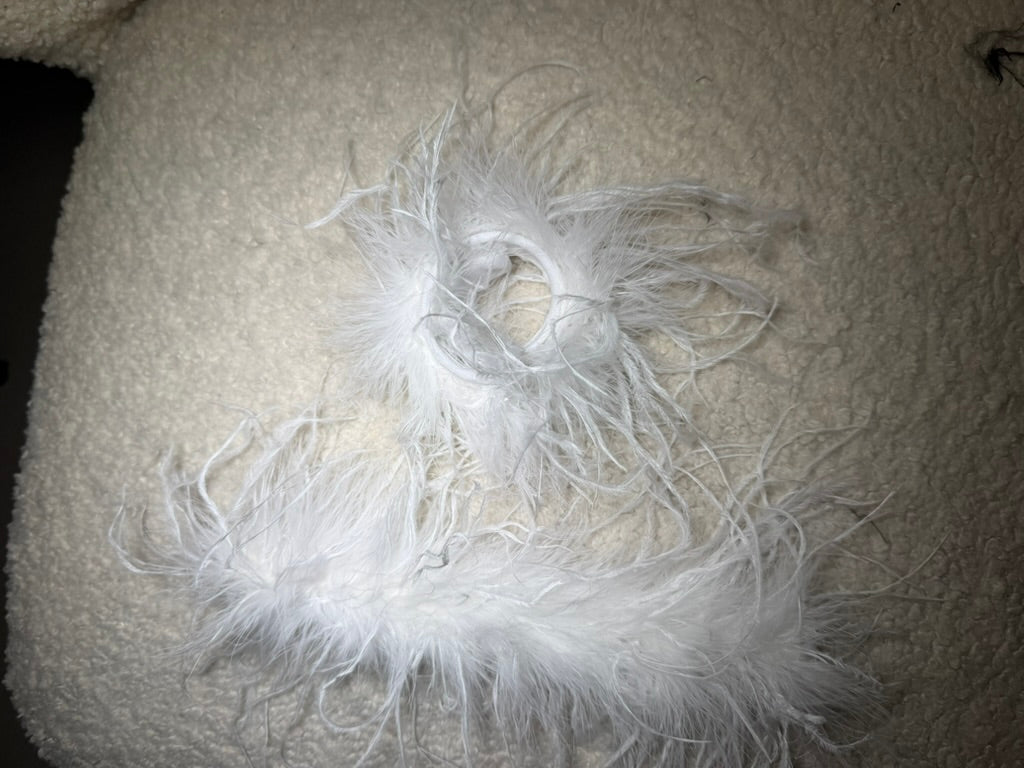 White Alice Ostrich Feather Cuffs