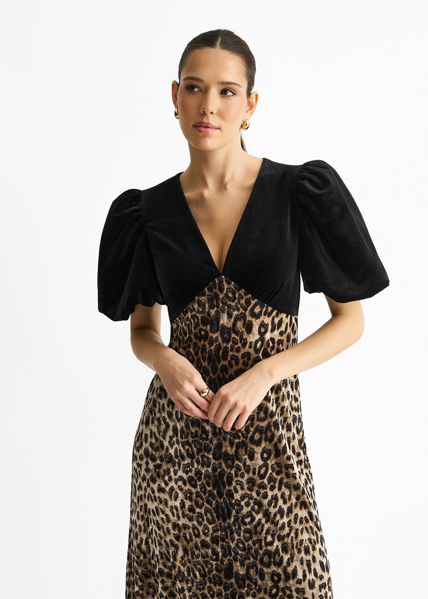 Ophelia Leopard Velvet Midaxi Dress