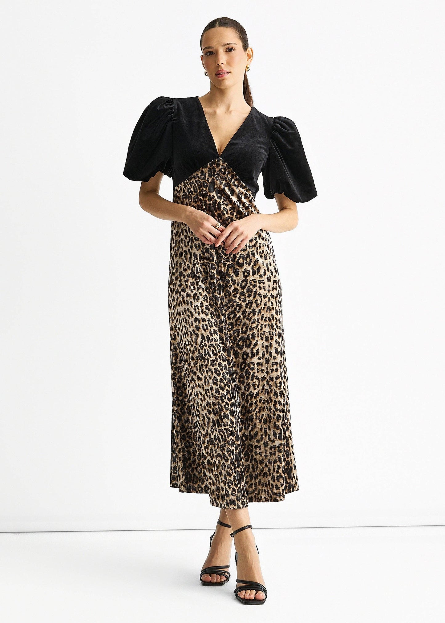 Ophelia Leopard Velvet Midaxi Dress