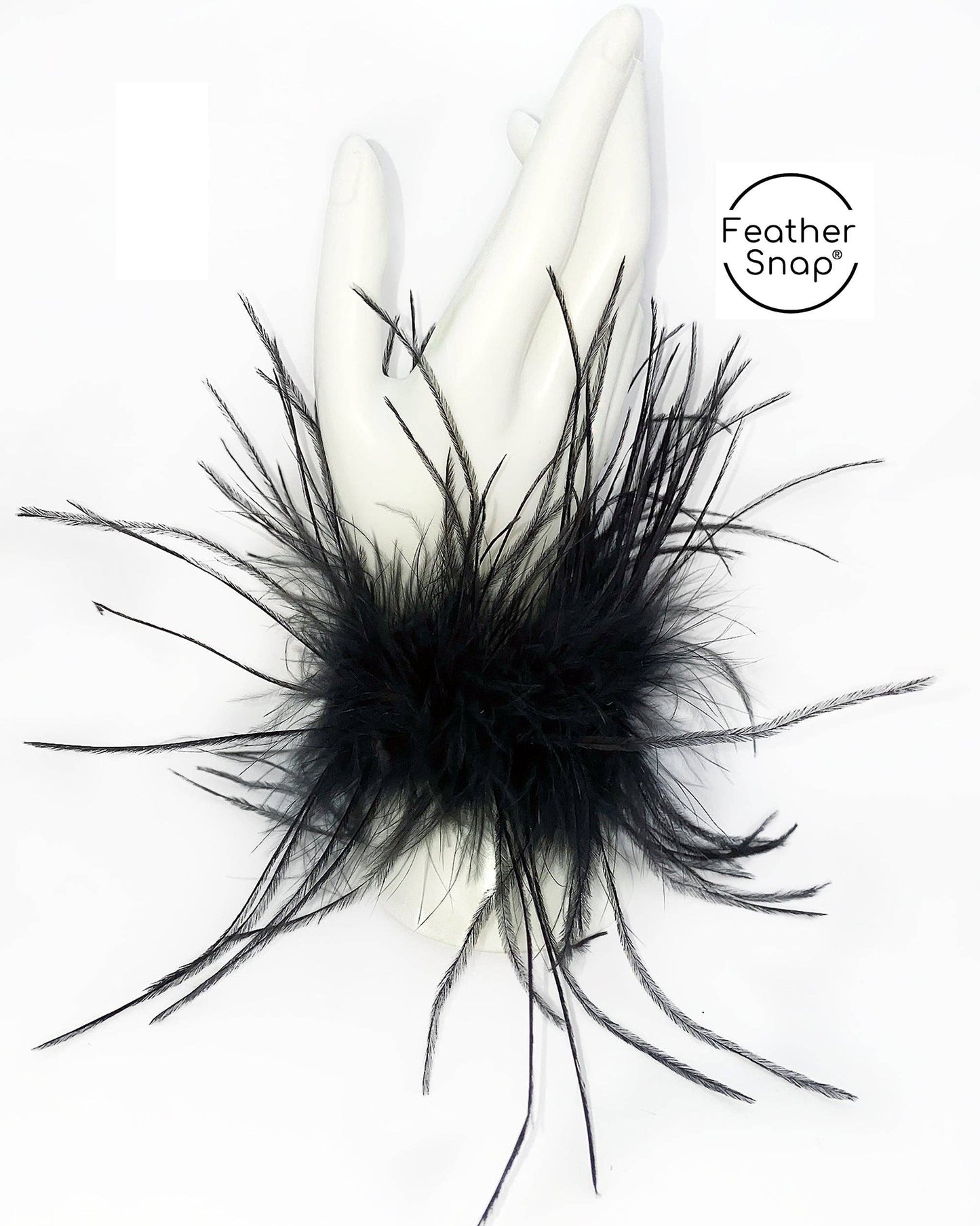Black Alice Ostrich Feather Cuffs