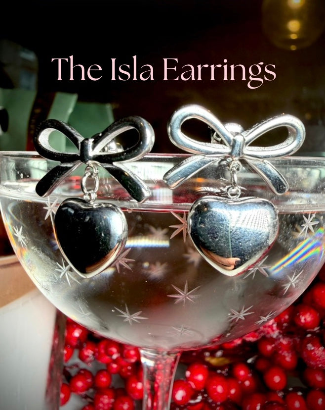 Isla Silver Bow and Heart Earrings