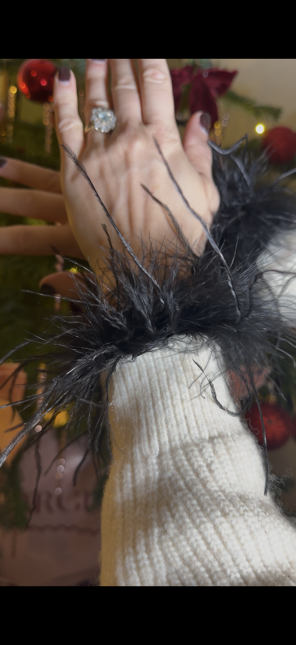 Black Alice Ostrich Feather Cuffs