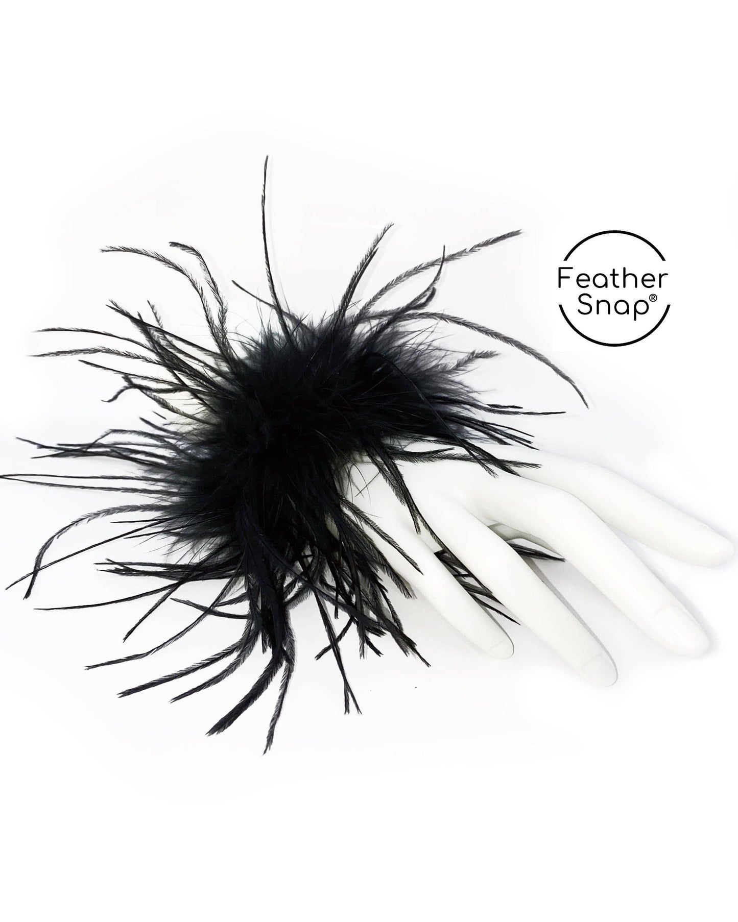 Black Alice Ostrich Feather Cuffs