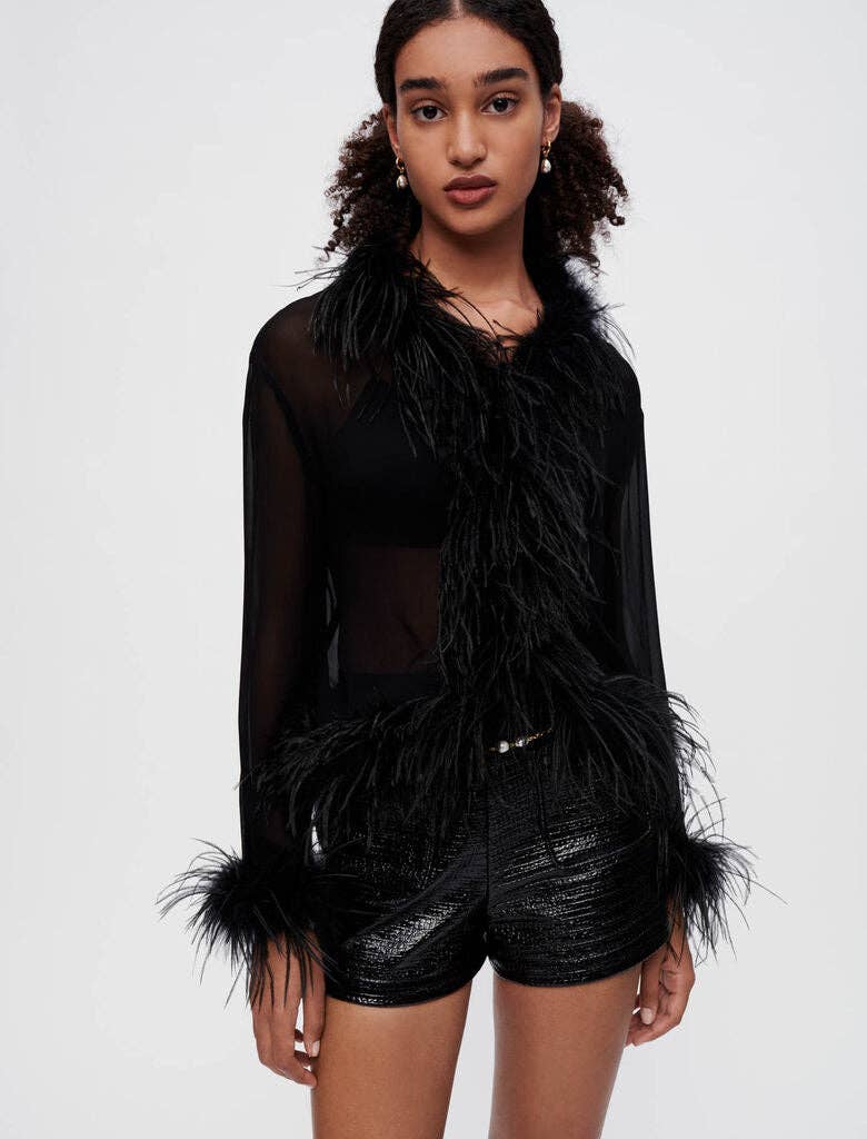 Black Alice Ostrich Feather Cuffs